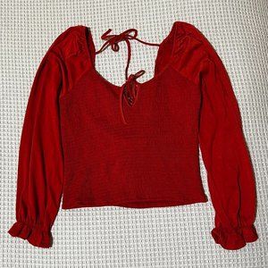 Women's Buckle Smock Longsleeve Crop Top